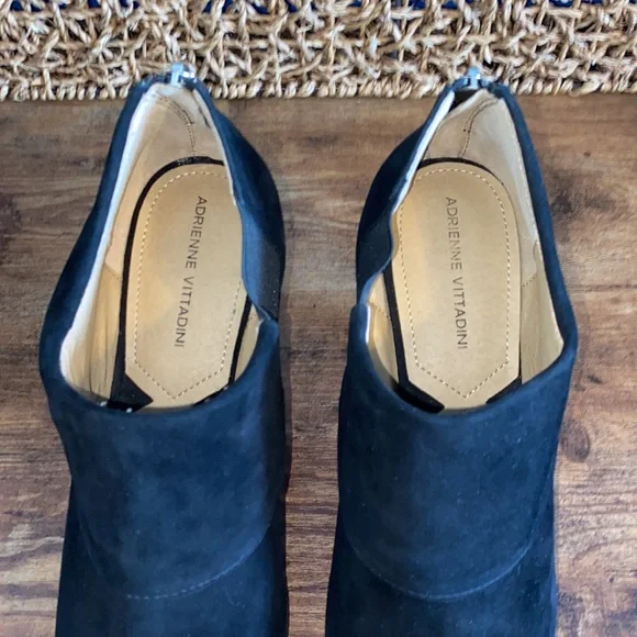 Adrienne Vittadini LEATHER WOMENS HEELED BOOTS SIZE 9.5 velvet black shoes - Picture 8 of 12